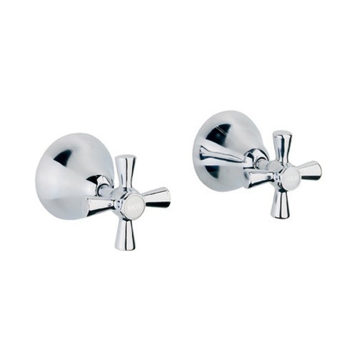 Novelli Dove Wall Shower Stop Taps (pair) WHITE + IVORY + CHROME - Picture 1 of 2