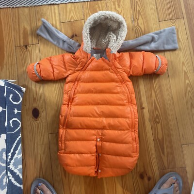 7AM Enfant Doudoune DD100-L One Piece Infant Snowsuit Bunting Orange Gray 6-12mo