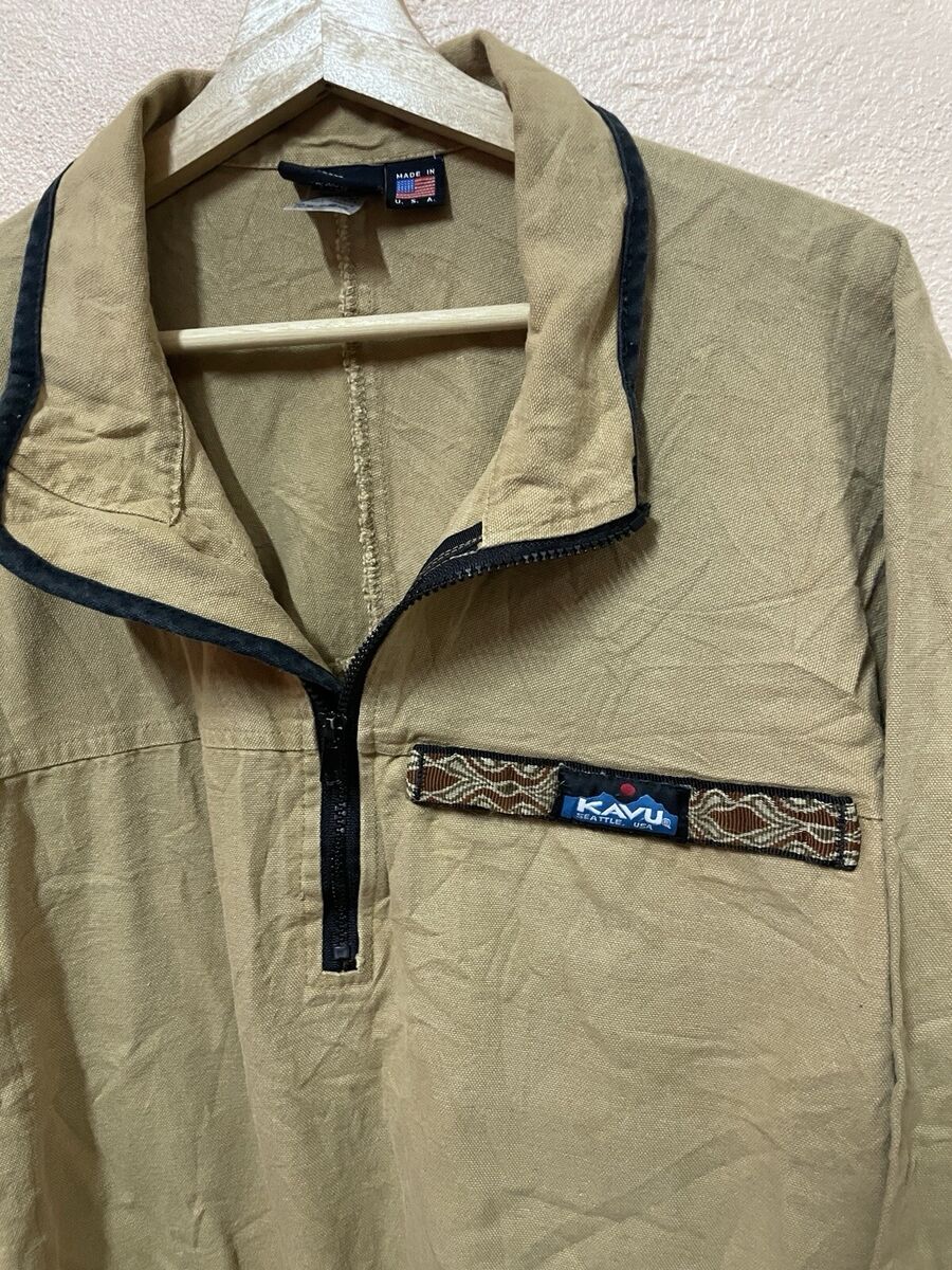 最終値下げ Casual L Mens Jacket Kavu Vintage Outdoors Pullover Zip 1/4 男性用