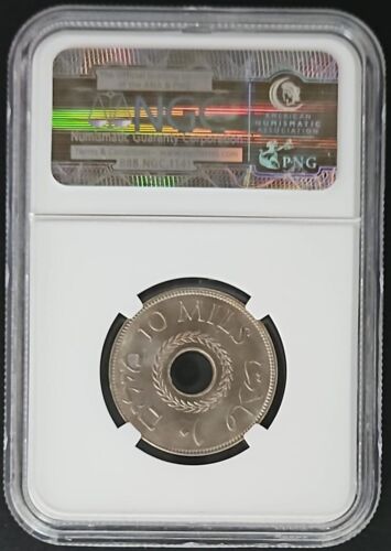 1927 Palästina Israel 10 mil graded NGC 65 MS - Bild 2 von 2