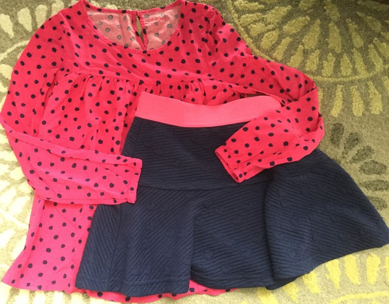 LOT Cat & Jack Size Medium M 7 8 7-8 Pink Heart Navy Skirt Polka Dot Top Shirt 