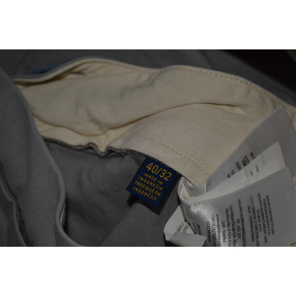 Polo Ralph Lauren Pants Straight FLAT Cotton Blend Gray Mens Size 40 x