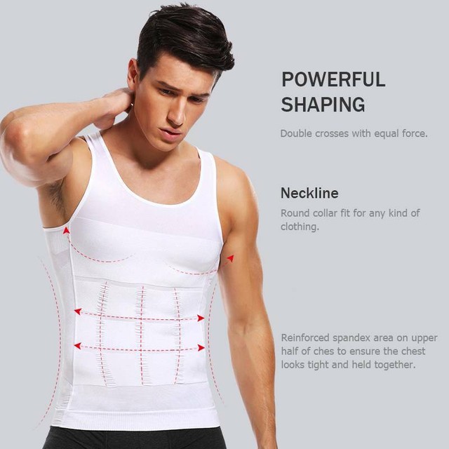 Men's Chest Compression Shirt to Hide Moobs Slim Body