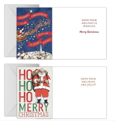 NEW Box 24 VINTAGE SANTA CHRISTMAS CARDS American Greetings 6 Assorted Styles - Picture 5 of 6