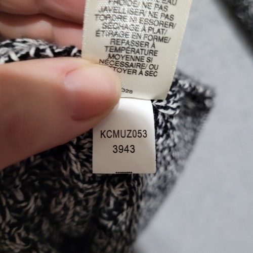 DKNY Jeans Cardigan Womens Large Cotton Blend 3/4 Sleeve Marled Black White - Picture 8 of 14