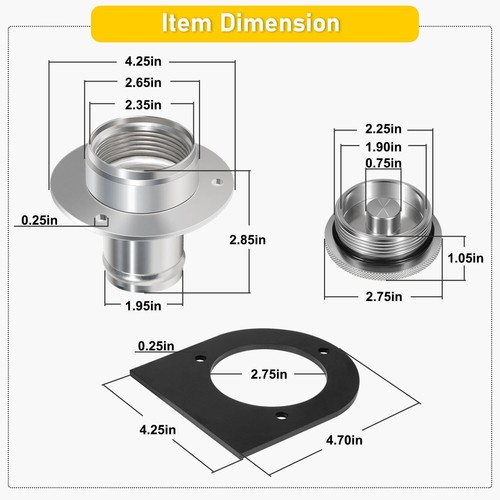 172530 Fuel Tank Filler Neck Gas Cap Weld-On Steel Bracket 2" Remote Filler Hose - Foto 7 di 9