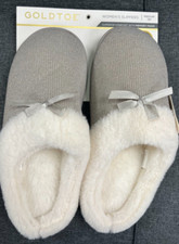 GoldToe Women's Shimmer Rib Knit Slippers Gray Sparkly Size Medium 8 Brand-New