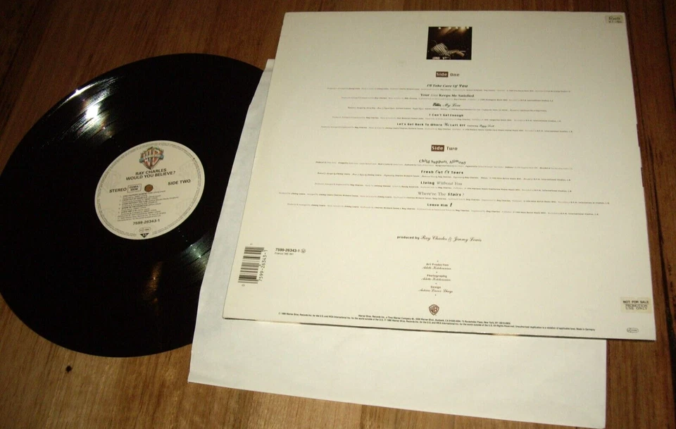 RAY CHARLES *EU 1st Press PROMO 12" LP ' WOULD YOU BELIEVE? ' 1990 EXC - Image 2 of 4