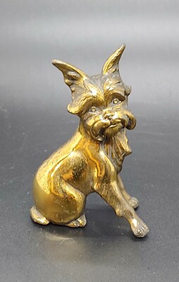 ANTIQUE JENNINGS BROTHERS JB Signed ROUGH BRUSSELS GRIFFON DOG FIGURINE Bronze