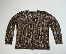 Talbots Womens XL Pure Merino Wool Button Cardigan Floral Modern Outdoor Casual