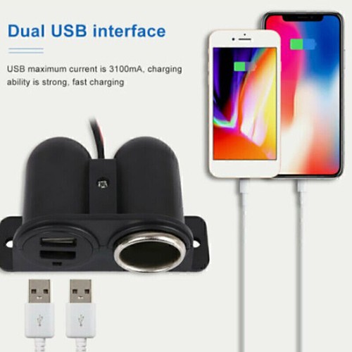 12V/24V Car Cigarette Lighter Socket Splitter Charger Power Adapter Two USB Port - Photo 9 sur 10