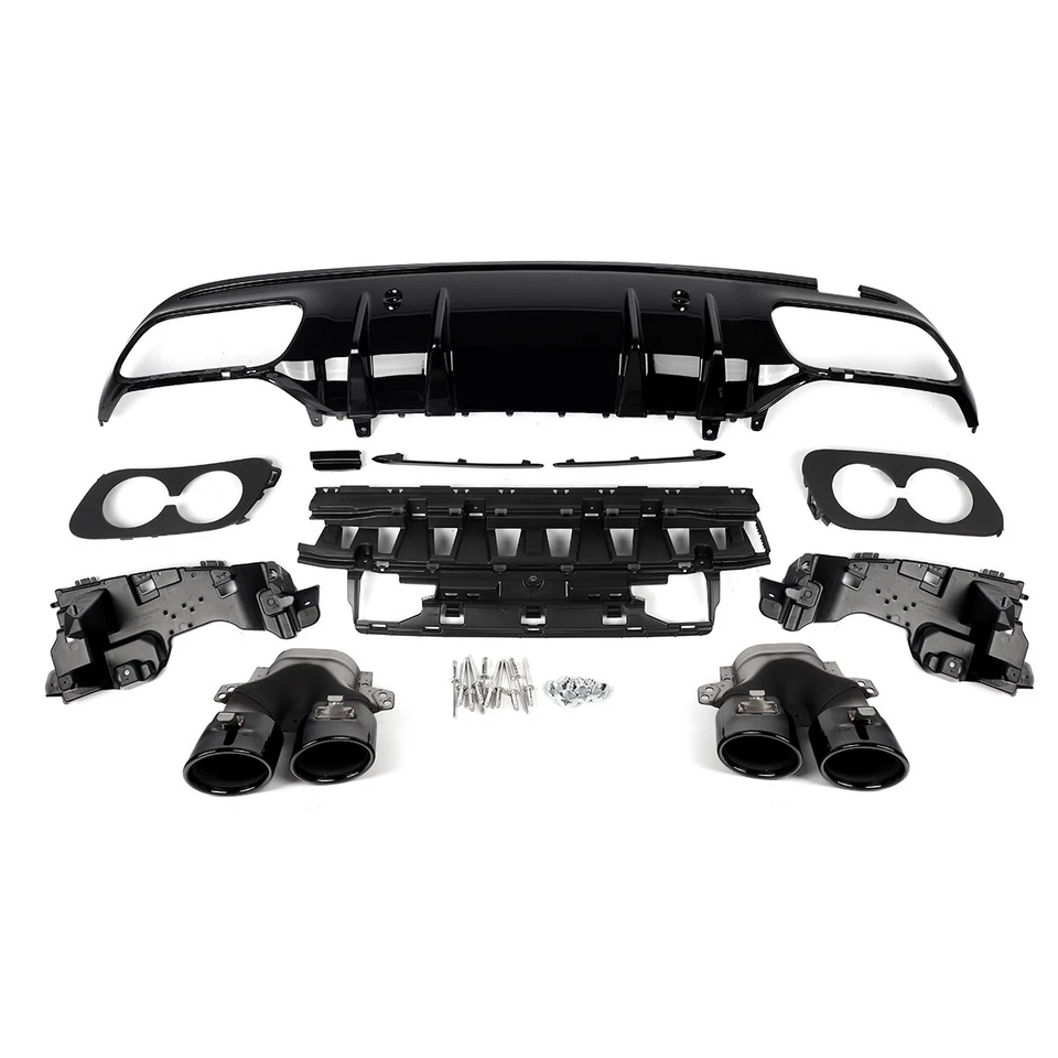 C43 Style Rear Diffuser Lip+Tips For Mercedes Benz W205 C300 Sedan 2015-2021 - Image 4 of 4