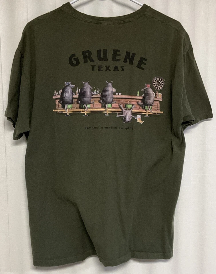 Gruene Texas Short Sleeve T-Shirt Men’s Large Green.  8642 - Image 2 of 3