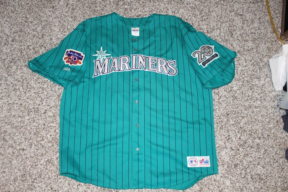 Ken Griffey Jr. Seattle Mariners Teal Majestic XXL Jersey Jackie 50º 20º Parche Foto 2 de 4