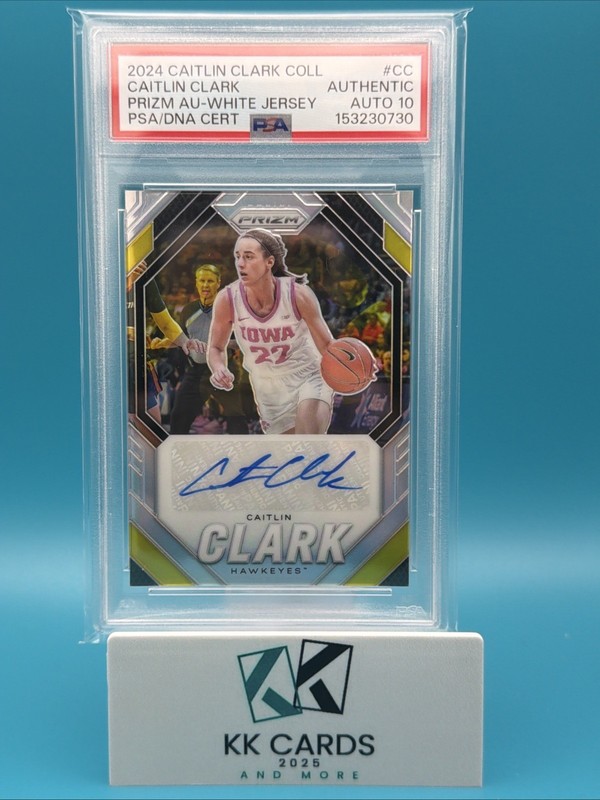 2024 PANINI CLARK PRIZM AUTO CAITLIN CLARK PINK/ WHITE PSA AUTH AUTO 10