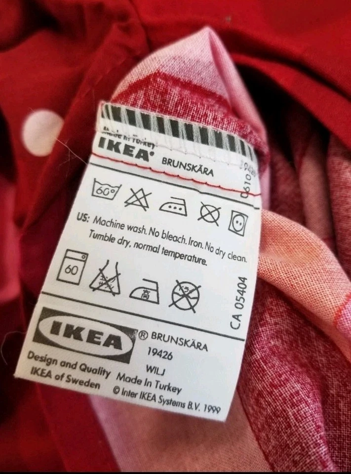 IKEA Brunskara Red Pink Circles Maria Vinka Geometric Vtg Duvet Queen - Image 2 of 4