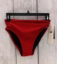 Gottex Profile Bikini Bottoms Womens 6 Paprika Red High Waist Ruched Swimwear