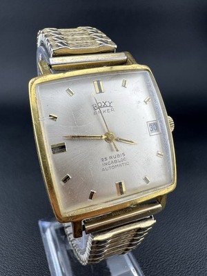 ROXY ANKER Vintage Automatik Herrenuhr 30mm 25 Rubis Incabloc Retro Gold