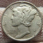 1936 P  U.S. 90% silver Mercury Dime with FREE shipping