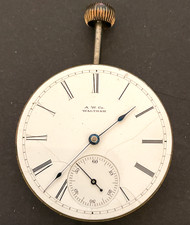 Antique 1892 Waltham Riverside 1888 Pocket Watch Movement Ticks Parts 16s 15j