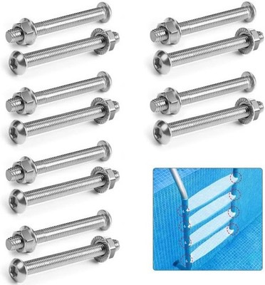 12 Packs Swimming Pool Ladder Bolts and Nuts- Stainless Steel Pool Ladder Bol