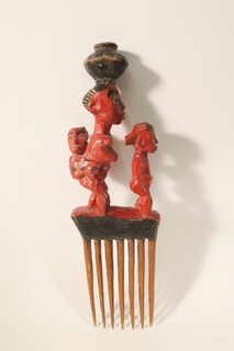 Alter Kamm Mutter Kinder Agni Baule IE62 22cm Used old comb peigne Baoule figure