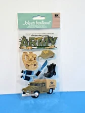 FREE SHIP! Vtg. Jolee's Boutique MILITARY ARMY Scrapbook Sticker Crafts Backpack