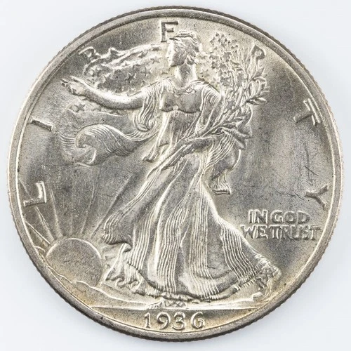 1936 Walking Liberty Half Dollar AU/UNC Silver WLH Fifty Cent Piece 50c