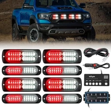 Nilight 8PCS Led Strobe Lights with Controller 12V 24V Sync Feature Red White...