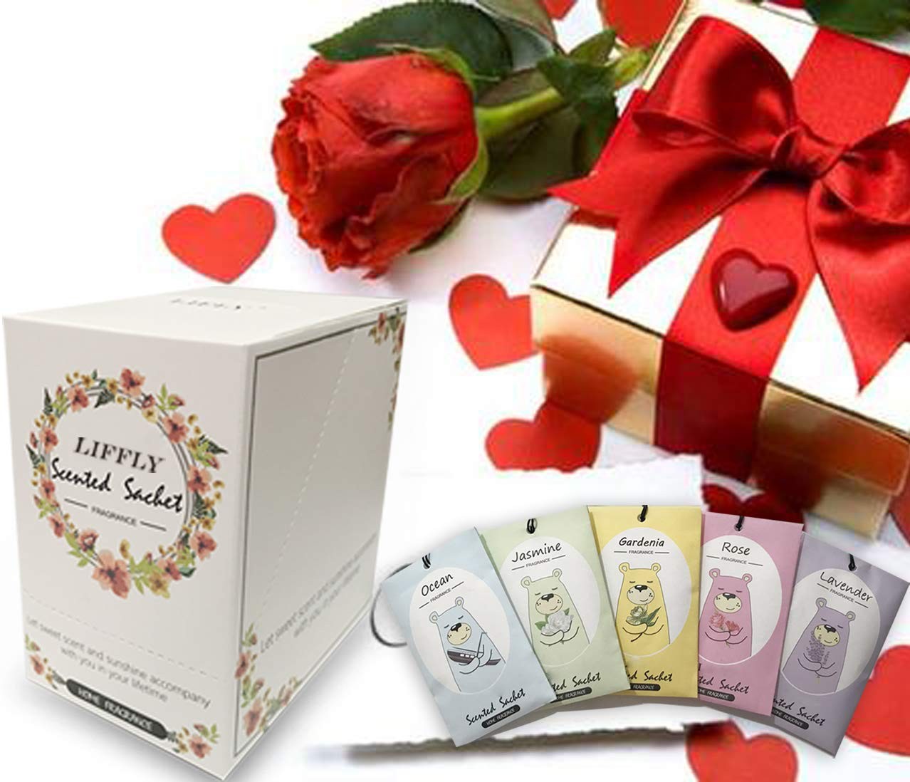 14 Packs Scented Sachets for Drawers and Closets Lavender, Rose, Jasmine, Oce...