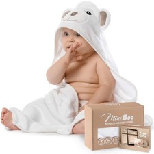 MINIBOO Hooded Baby Towels for Newborn  Toddler - Super 35 x 35 Inches, Bear