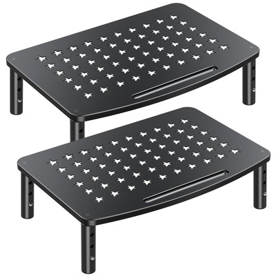 2-Pack Monitor Stands 3-Height Adjustable Riser for Laptop Printer Metal