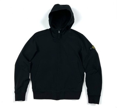 Men's STONE ISLAND Black Full Zip Softshell Hooded Jacket Fit Size