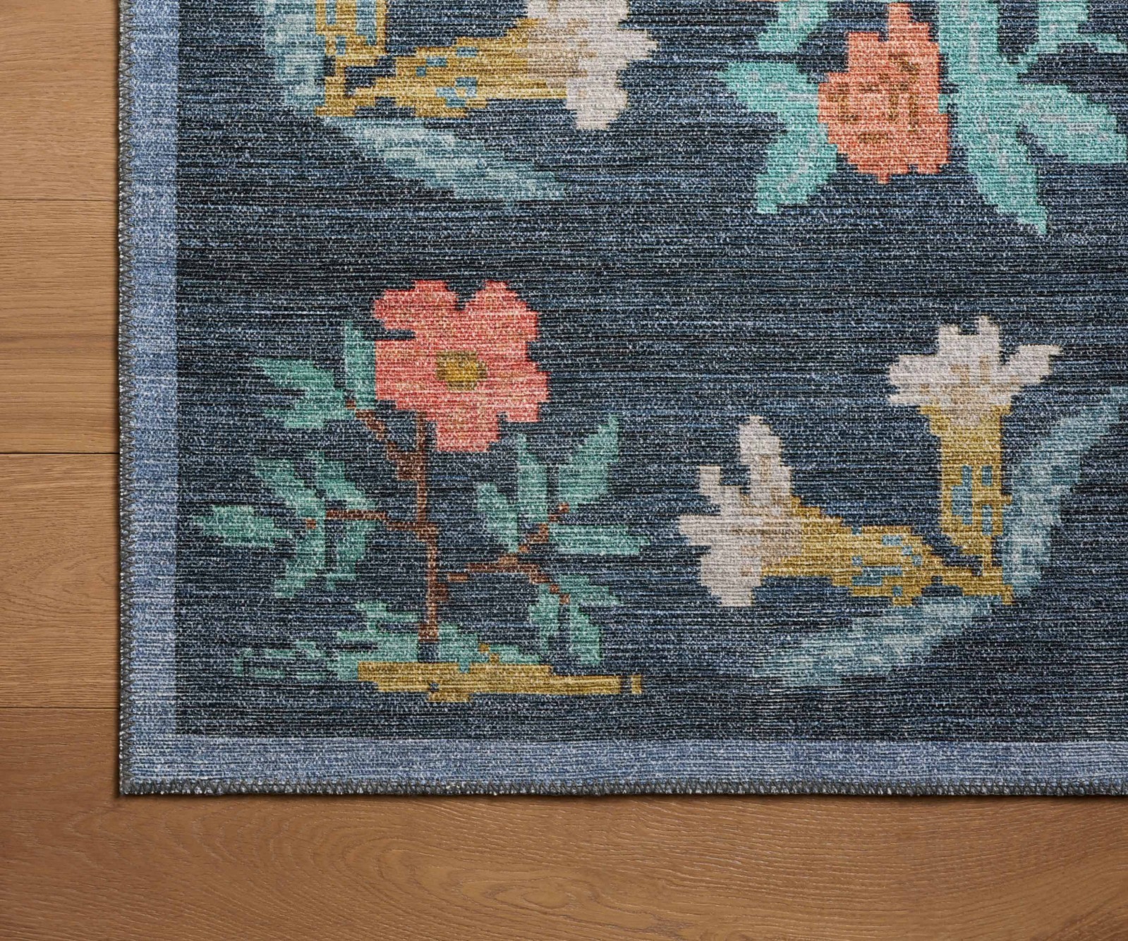 Rifle Paper Co. Rosa Navy Hawthorne Rose Power-Loomed 2' x 5' Runner Rug