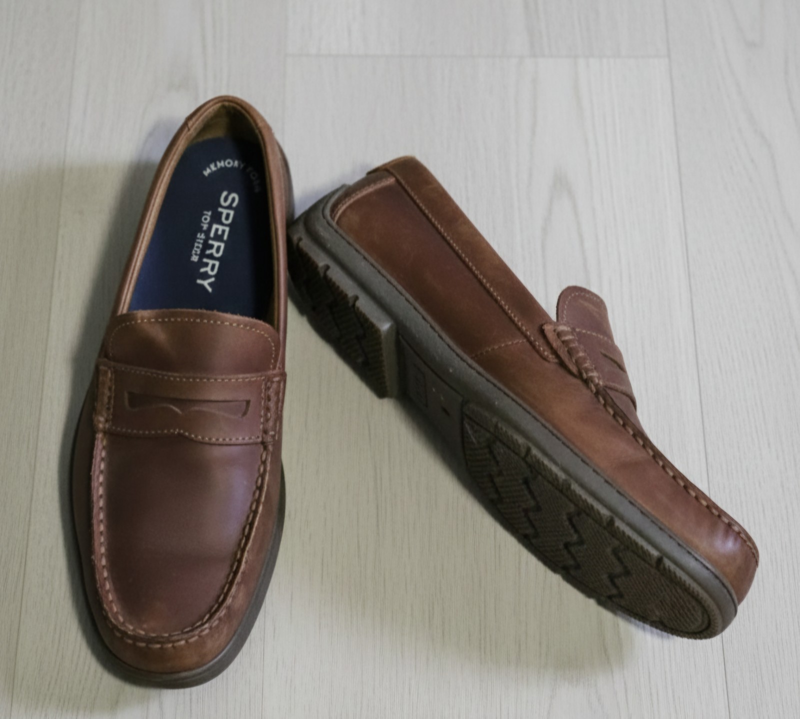 Sperry Top Sider Shoe Mens 11M Brown Leather Slip On 18786