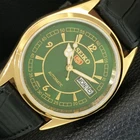 VINTAGE REFURBISHED SEIKO 5 AUTOMATIC JAPAN MENS GREEN DIAL WATCH a443501-1