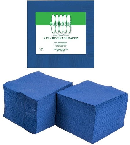 2 Ply Navy Blue-200 Navy Blue Beverage Napkin Package of 200ct- 2-Ply, 2.5" H...