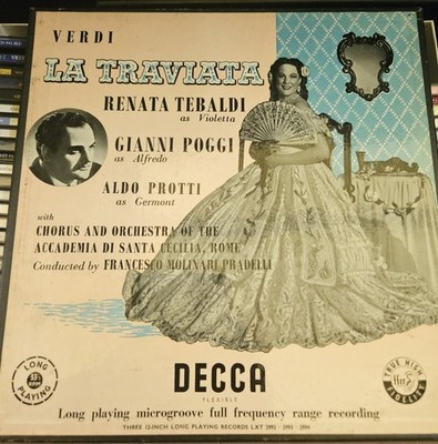 VERDI LA TRAVIATA TEBALDI POGGI 3 LP 33 12'' 1950er VINYL 3 DECCA ALBUM RECORD