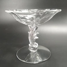 Vintage Fostoria Baroque Pedestal Bowl Crystal Clear Glass Candy Dish 5" Tall