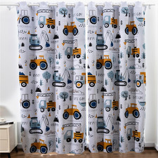 Construction Cars Tree Blackout Curtains Drapes For Kids Boys Bedroom
