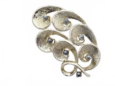 Silver-Tone Brooch with Black Pearls