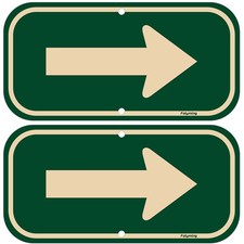 2 Pack Right Arrow Signs 12 x 6 Inches Arrow Signs Metal Reflective Sturdy Ru...