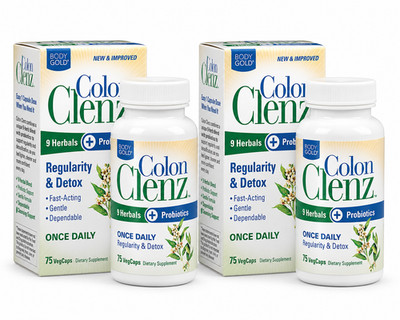 Body Gold Colon Clenz 2 Pack 75 Capsules 9 Herbs + Probiotics Digestive Support