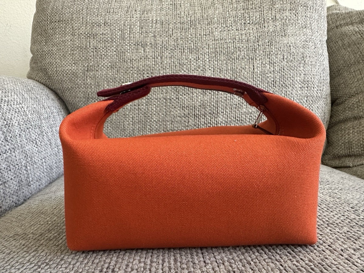 NEW HERMÈS Orange Feu Canvas Palladium Hardware Bride-A-Brac H