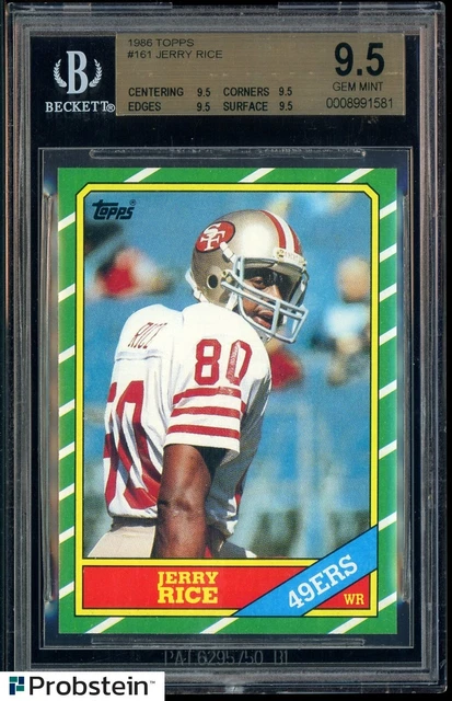 1986 Topps Football #161 Jerry Rice San Francisco 49ers RC Rookie BGS 9.5