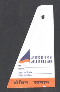 Alliance Air Indian Airlines Cabin Baggage Tag Ebay