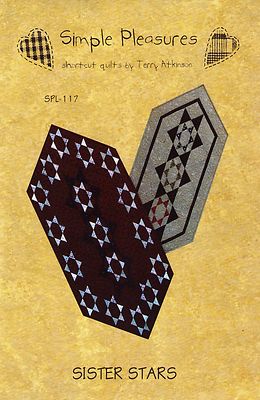 Sister Stars table runner quilt pattern two sizes, simple block design FREE SHIP