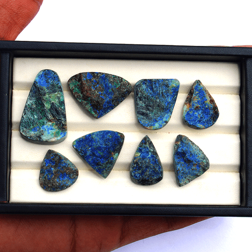 8 Pcs Natural Arizona Azurite Malachite Raw Face 18mm-32.3mm Druzy Gemstones Lot - Picture 11 of 15