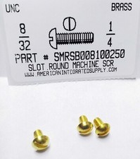  8-32x1/4 Round Head Slotted Machine Screws Solid Brass 30 