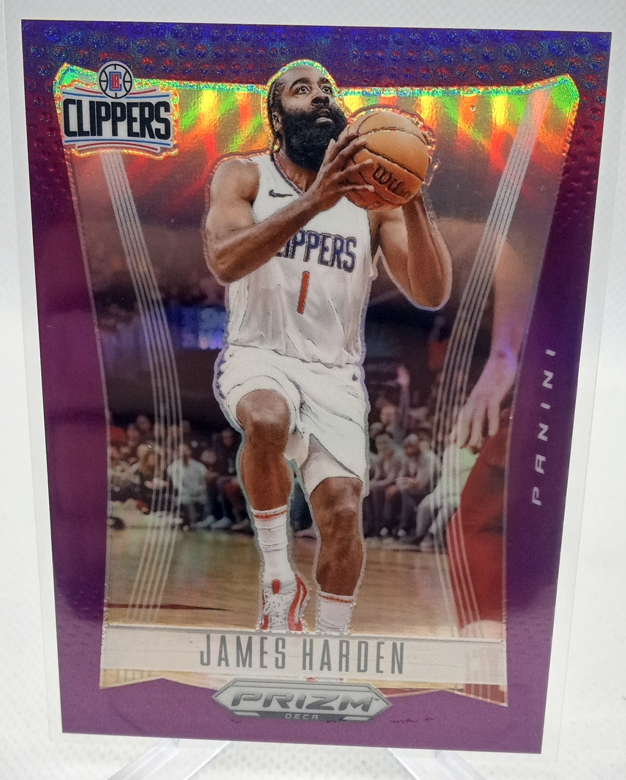 2023-24 Panini Prizm Deca #244 James Harden Base Prizms Purple #/99